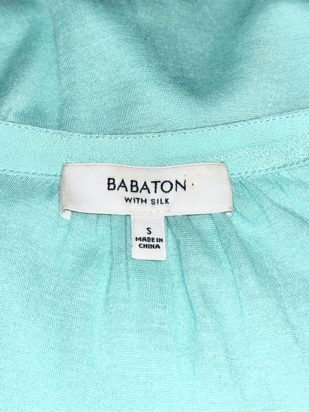 Aritzia Babaton Phillip Silk Blouse Short Sleeve Top Aqua Blue Green Size Small - Picture 7 of 9